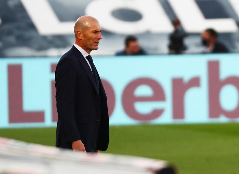 Real Madrid manager Zinedine Zidane during his team's defeat to Cadiz in La Liga. Reuters