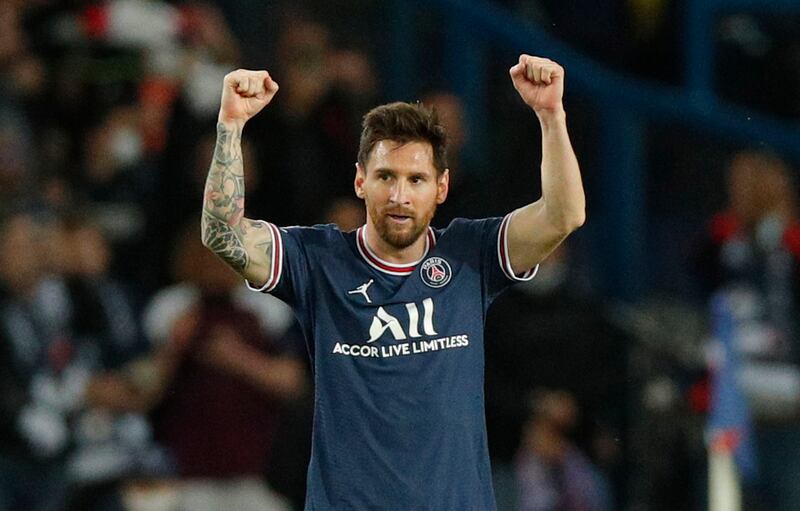 Paris Saint-Germain's Lionel Messi celebrates. EPA