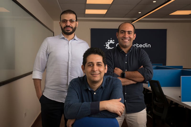 Egyptian start-up Convertedin's co-founders, left to right: Mohamed Atef, Mohamed Fergany and Mustafa Raslan. Photo: Convertedin