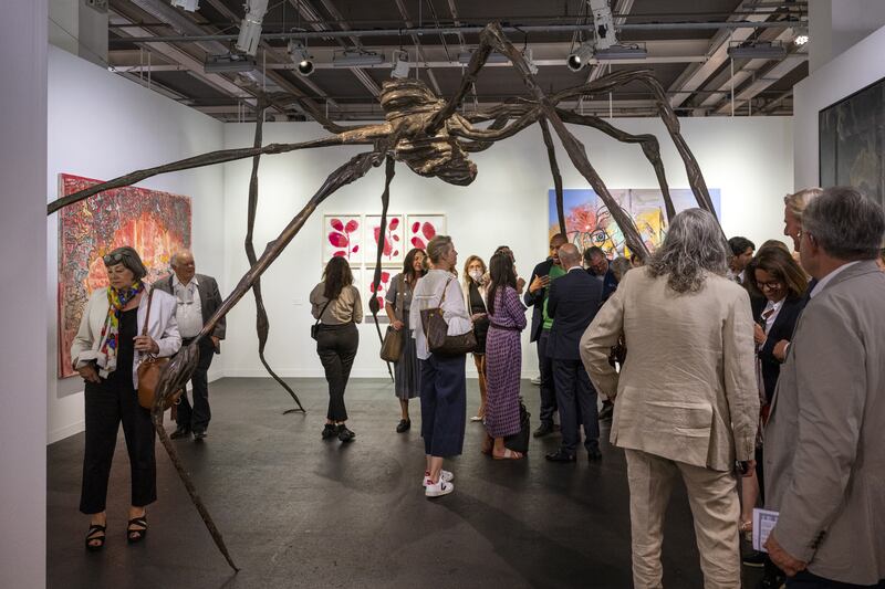 The artwork 'Spider' by French-American artist Louise Bourgeois is on display at the international art show Art Basel, in Basel, Switzerland, 15 June 2022.  The annual art show opens to the public from 16 to 19 June 2022.   EPA / GEORGIOS KEFALAS