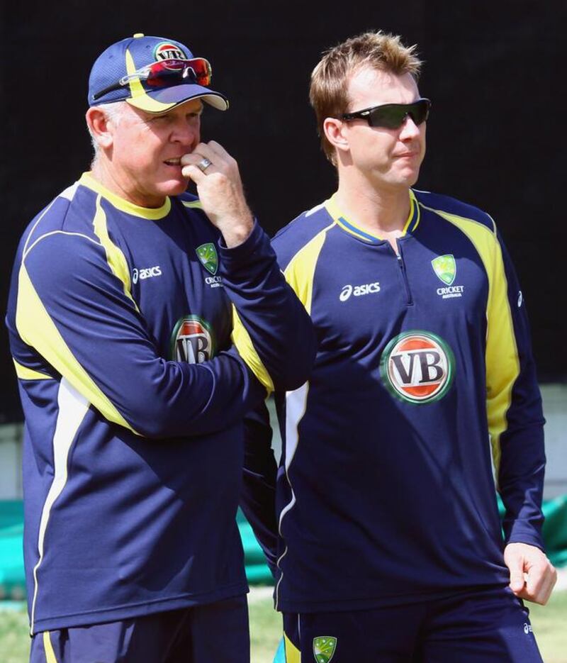 A 2011 photo of Craig McDermott, left, with Brett Lee. Ashley Vlotman / Getty Images