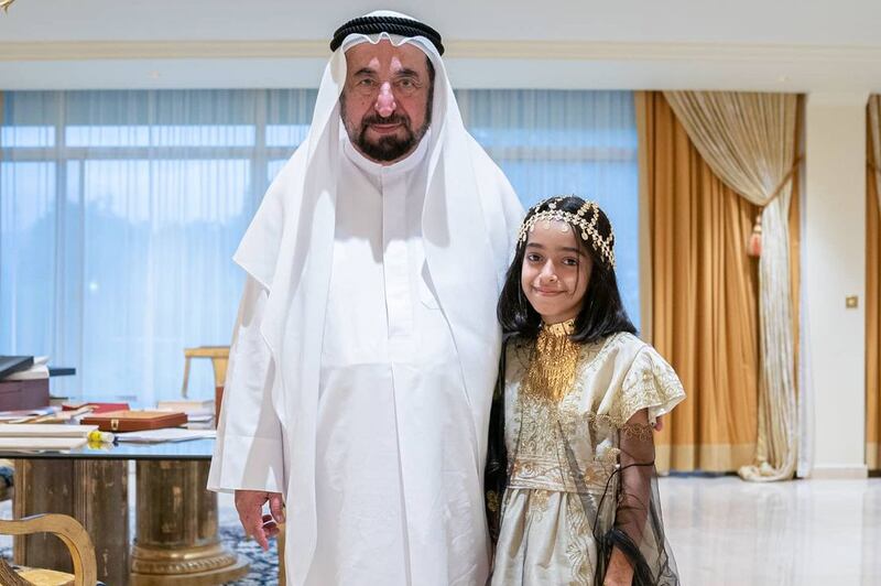 Rayan Al Khori with Sharjah Ruler Sheikh Dr Sultan bin Muhammad Al Qasimi. Courtesy: Sheikh Dr Sultan / Instagram