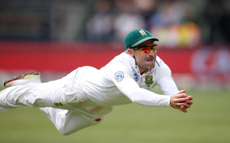 Cricket - South Africa v Australia - Fourth Test - Wanderers Stadium, Johannesburg, South Africa - April 1, 2018   South Africa's Dean Elgar catches out Australia's Tim Paine   REUTERS/Siphiwe Sibeko