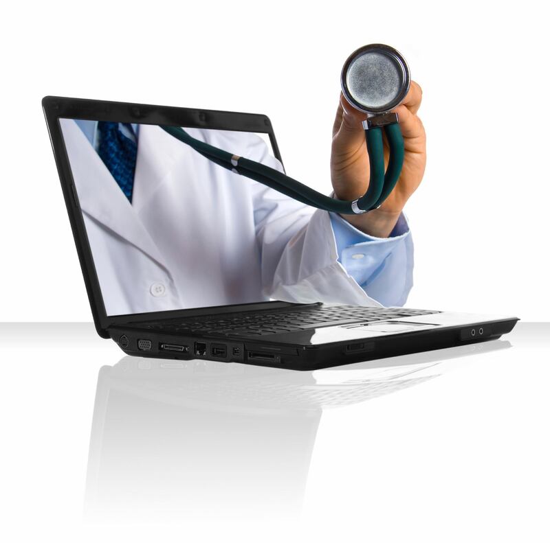 A doctor's hand sticking out of a laptop.

Credit: Yanik Chauvin/iStockPhoto.com