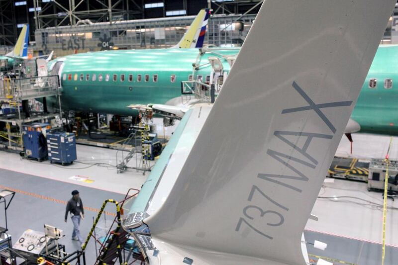 A wing of a Boeing 737 MAX. The plane maker's China plant aims to deliver 100 jetliners a year. Matt Mills McKnight / Reuters