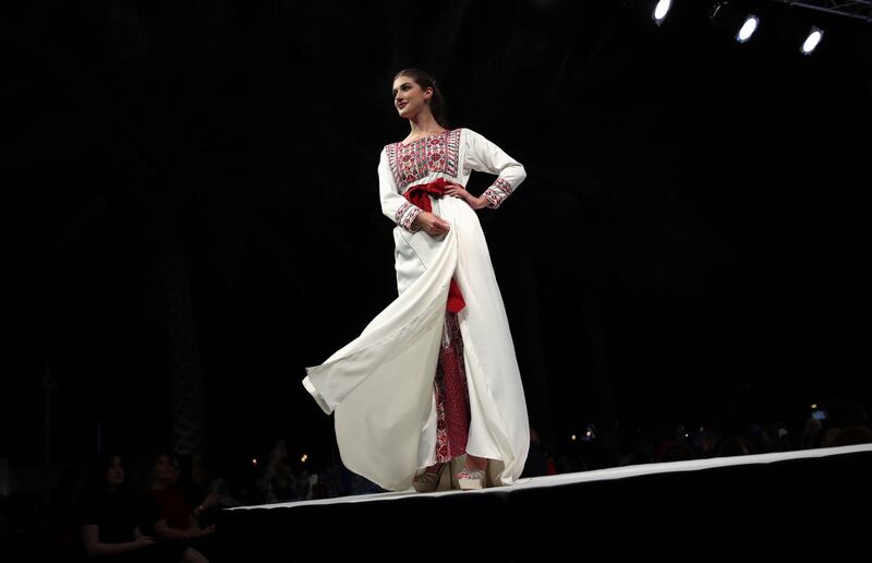 A model presents clothes by Wisam Khalil.