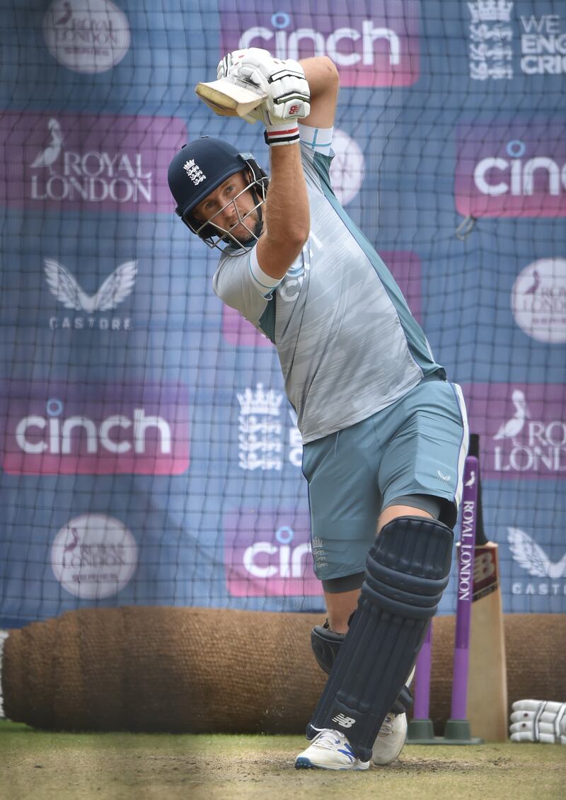 Joe Root of England bats during a net session at Emirates Old Trafford, Manchester, ahead of the second ODI against South Africa on Friday, July 22, 2022. Getty