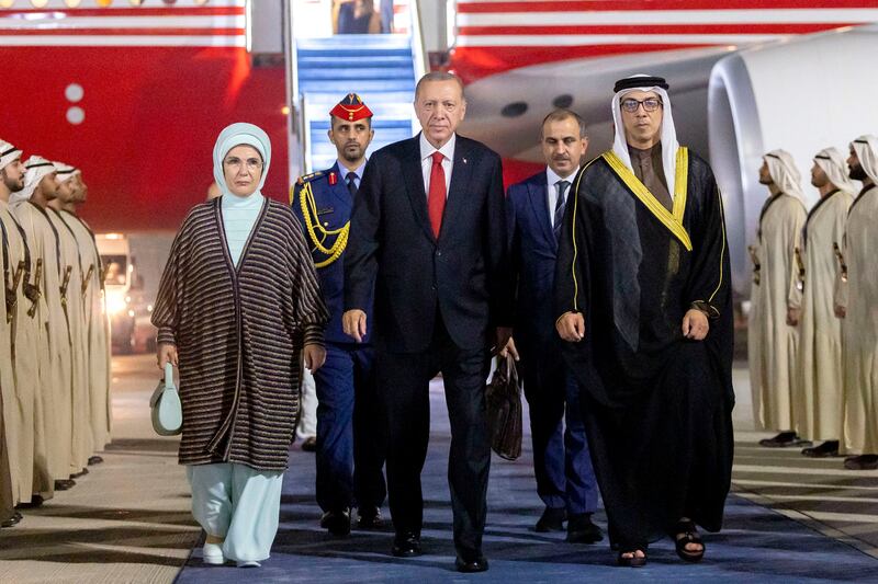 President Erdogan and his delegation were greeted as they disembarked from the presidential flight 