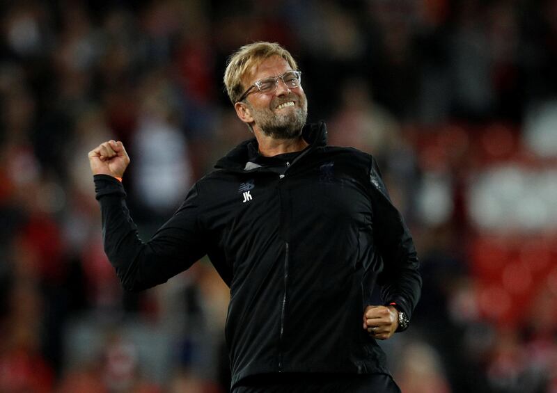 Soccer Football - Champions League - Playoffs - Liverpool vs TSG 1899 Hoffenheim - Liverpool, Britain - August 23, 2017   Liverpool manager Juergen Klopp celebrates after the match    REUTERS/Phil Noble     TPX IMAGES OF THE DAY