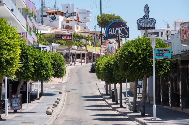 The Baleares regional government has ordered the closure of all bars and shops in Punta Ballena in Magaluf, Spain, on the island of Mallorca, to avoid a new coronavirus outbreak. EPA