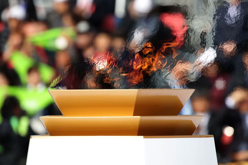 The PyeongChang 2018 Winter Olympics flame is seen during its arriving ceremony at Incheon International Airport on November 1, 2017 in Incheon, South Korea.  Chung Sung-Jun / Getty Images