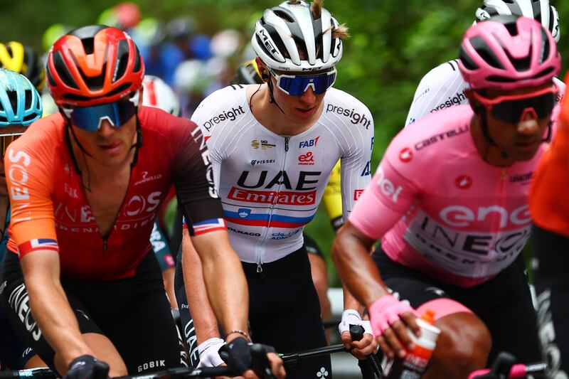 Tadej Pogacar during Stage 2 of the 107th Giro d'Italia. AFP