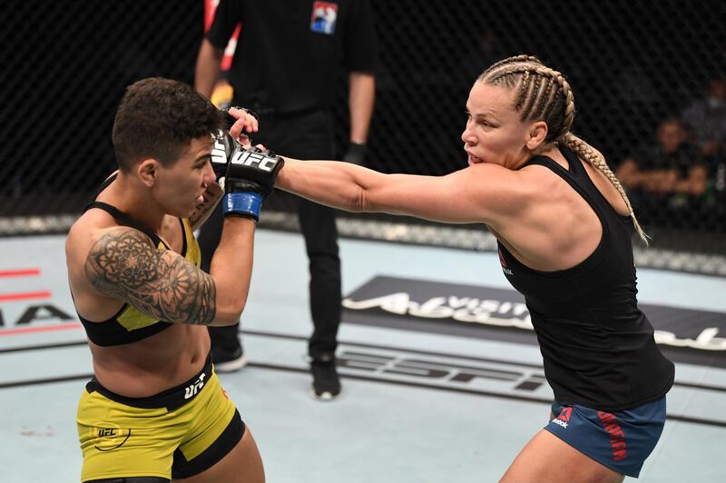 Katlyn Chookagian lands a blow on Jessica Andrade at UFC Fight Night. Getty