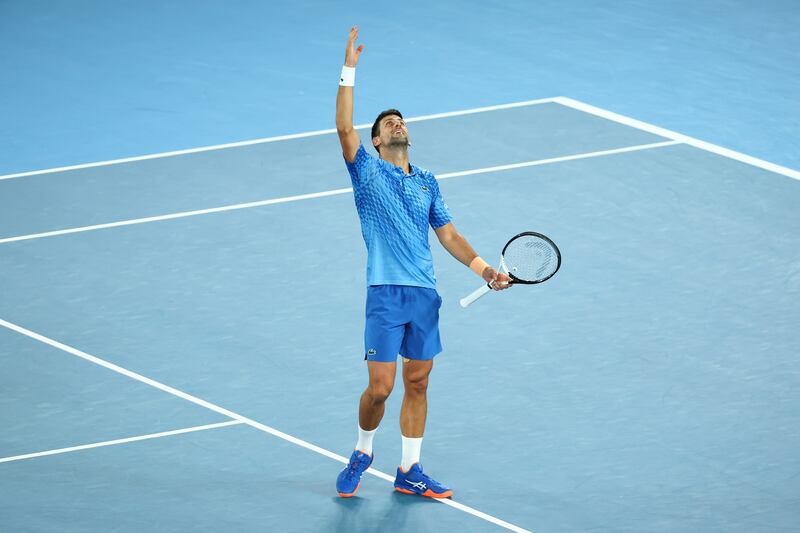 Novak Djokovic celebrates his victory. Getty 