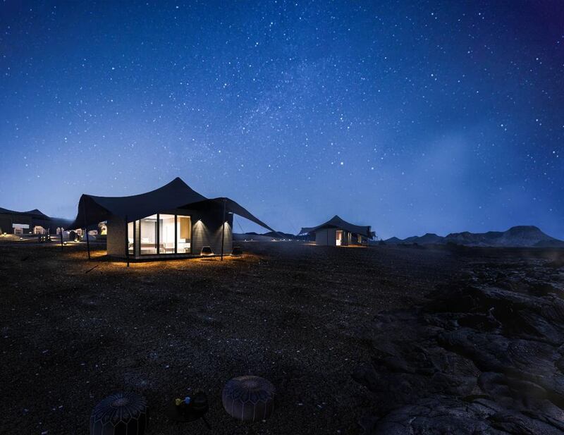 An eco-glamping experience in a volcanic landscape is one of several new additions coming to AlUla. Photo: Royal Commission for AlUla