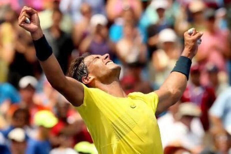 Rafael Nadal celebrates his success in Cincinnati.