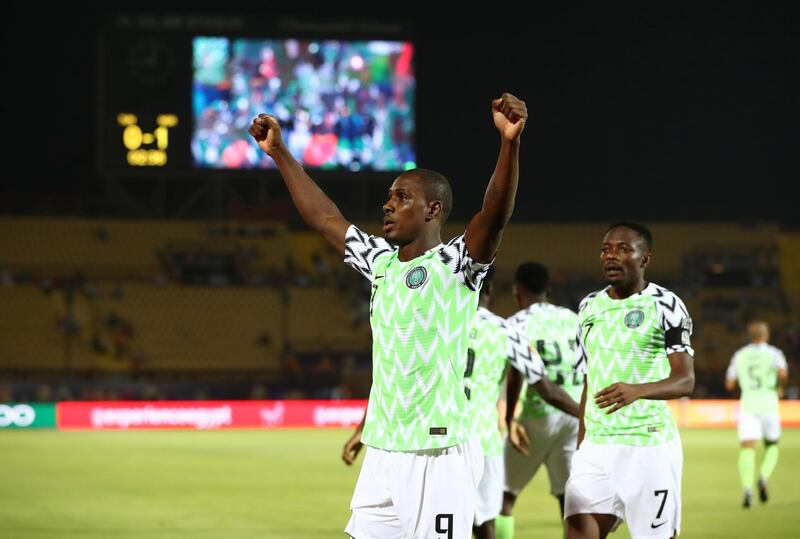 Odion Ighalo celebrates his fifth goal of the Africa Cup of Nations. Reuters