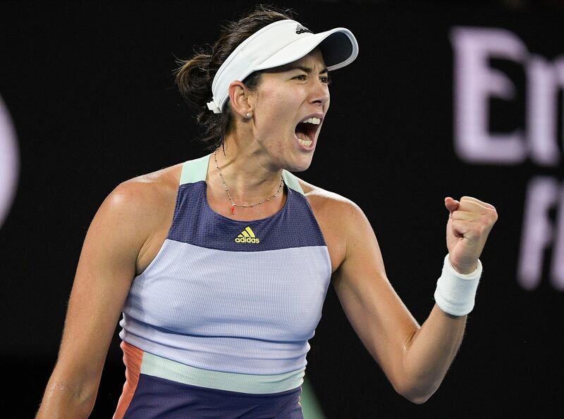 Garbine Muguruza after winning the first set. AP