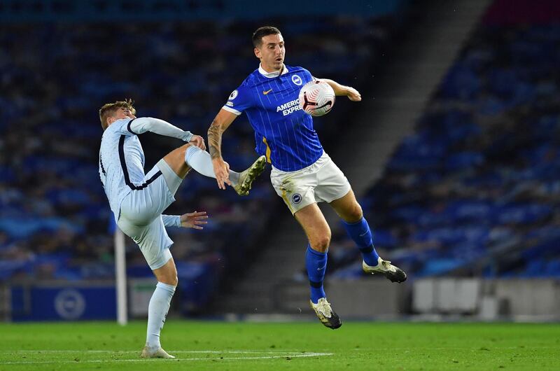 Lewis Dunk – 6, The central defender was impressive at the heart of the Albion defence, though his missed header with the score at 2-1 will no doubt keep him awake at night. AFP