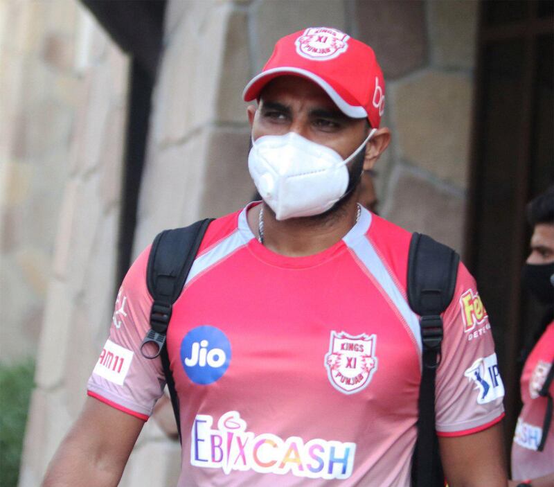 Mohammed Shami during training in Dubai. Courtesy Kings XI Punjab twitter / @lionsdenkxip 