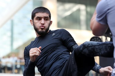 ABU DHABI , UNITED ARAB EMIRATES , SEPTEMBER 4 – 2019 :- Islam Makhachev during the UFC Open Workout session held at The Yas Mall in Abu Dhabi. ( Pawan Singh / The National ) For Sports/Online/Instagram. Story by John
