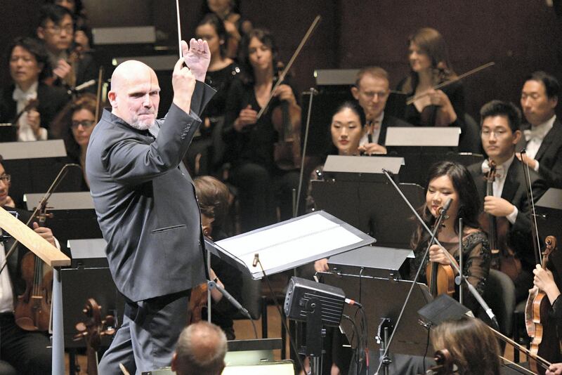 NEW YORK, NEW YORK - SEPTEMBER 20: Music Director Jaap van Zweden conducts the New York Philharmonic's Opening Gala: New York, Meet Jaap at David Geffen Hall on September 20, 2018 in New York City.   Mike Coppola/Getty Images for the New York Ph/AFP