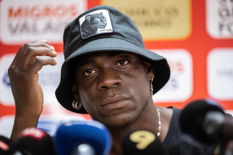Mario Balotelli at the FC Sion press conference. AFP