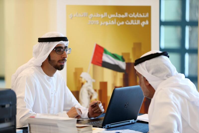 Many Emiratis visited registration centres across the emirates this week to apply for candidacy. Pawan Singh / The National

