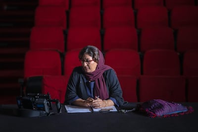 Poet and filmmaker Nujoom Alghanem at the Venice Biennale in 2019. Her latest show focuses on her perception of human expression. National Pavilion UAE