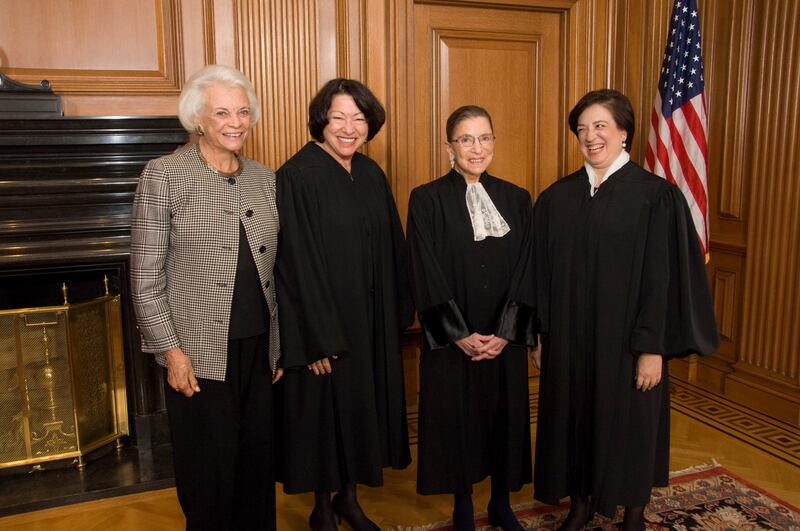 Ginsburg with Justices Sandra Day O'Connor, Sonia Sotomayor and Elena Kagan, in October 2010. Photo: US Supreme Court