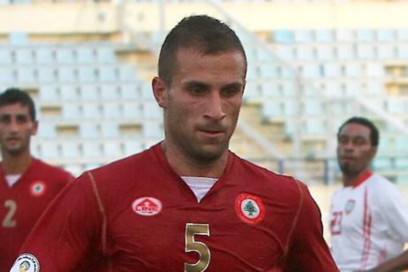 Ramez Dayoub in action for Lebanon against the UAE.