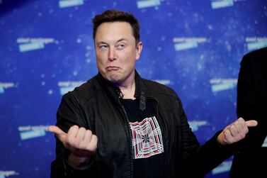 Tesla's billionaire CEO Elon Musk after arriving on the red carpet for the Axel Springer award, in Berlin this month. Mr Musk said he was rebuffed by Apple's CEO when he tried to hold talks with him about Apple possibly buying the company when it faced production problems related to its Model 3 sedan. Reuters