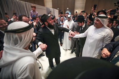 Dancing celebrations at a Jewish wedding in the UAE last year. Victor Besa / The National