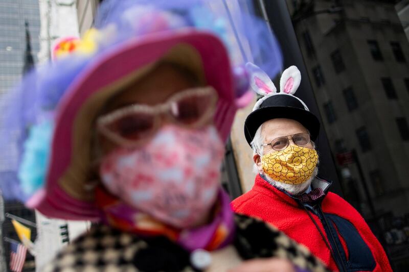 People attend the annual Easter Parade and Bonnet Festival on Fifth Avenue, New York, US. Reuters