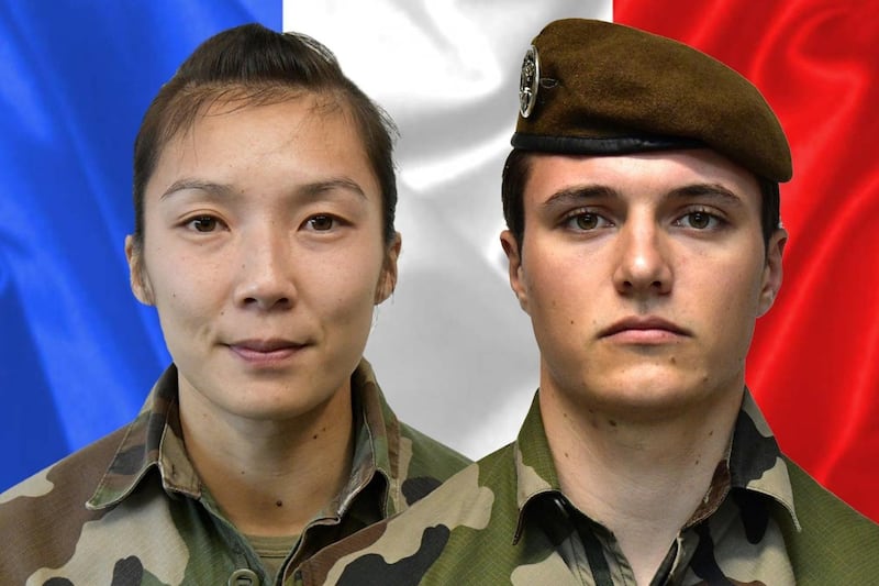 A combination released on January 3, 2021 by the press office of the French army (Sirpa) shows sergeant Yvonne Huynh (L) and Brigadier Loic Risser, the two French soldiers killed by an improvised explosive device in northeastern Mali on January 3, 2021. Two French soldiers were killed just days on January 3, 2021, after three others died in similar fashion, the French presidency announced. - RESTRICTED TO EDITORIAL USE - MANDATORY CREDIT "AFP PHOTO /SIRPA " - NO MARKETING - NO ADVERTISING CAMPAIGNS - DISTRIBUTED AS A SERVICE TO CLIENTS
 / AFP / SIRPA / - / RESTRICTED TO EDITORIAL USE - MANDATORY CREDIT "AFP PHOTO /SIRPA " - NO MARKETING - NO ADVERTISING CAMPAIGNS - DISTRIBUTED AS A SERVICE TO CLIENTS

