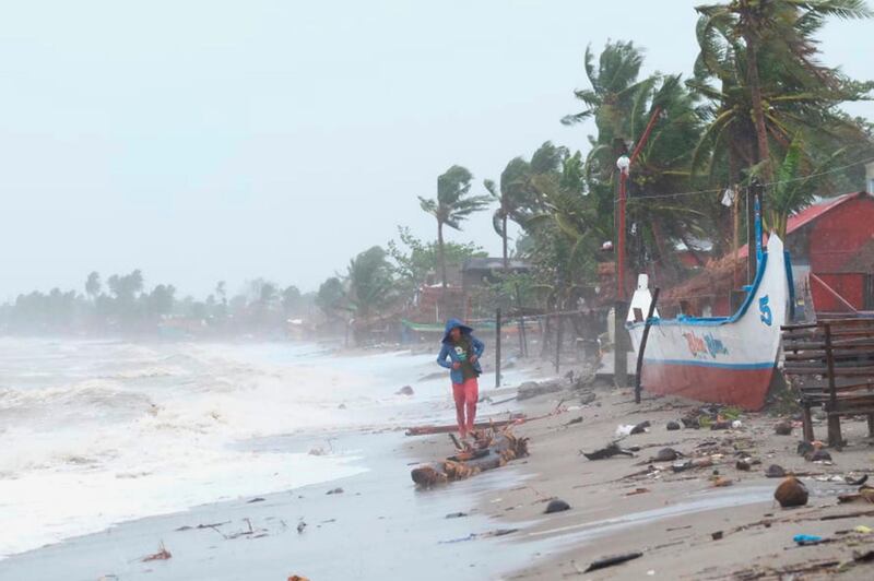 Strong waves batter the coast of Sorsogon province as a typhoon locally known as Goni hits the country. AP Photo