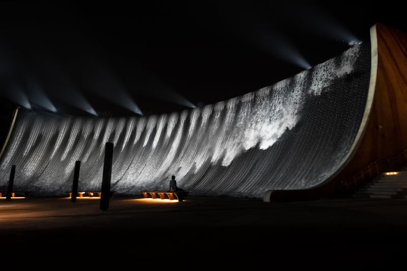 The movement of the waves is choreographed to orchestral music specially recorded for the Expo 2020 Dubai installation. Photo: WET