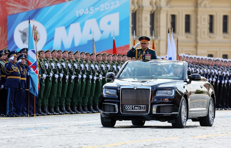 Russian Defence minister Sergei Shoigu salutes. EPA