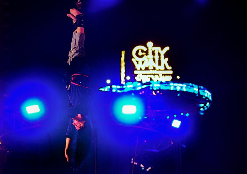 Maria Abdullah Al-Shuraimi during a bungee jump at City Walk. 