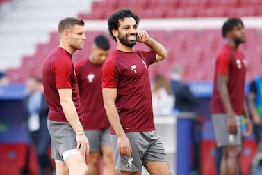 Mohamed Salah and his Liverpool teammates enjoyed a relaxed final training session before the Uefa Champions League final. PA Photo