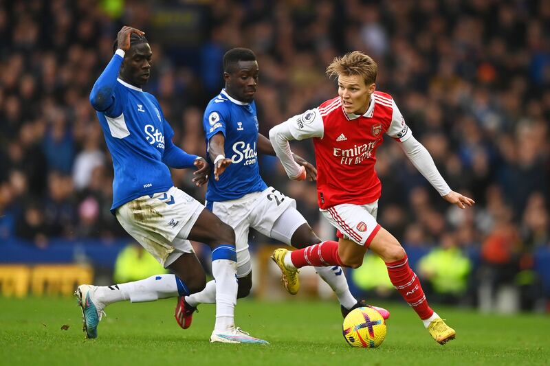 Martin Odegaard - 4, Received the ball in tight spaces but couldn’t open Everton up, as epitomised by his pass not quite finding White. Hit a wild shot after good work from Nketiah and was then shrugged aside by Tarkowski for the opener.

Getty