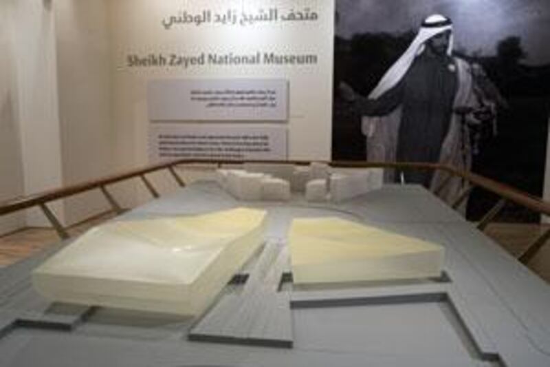 A scale model of the Sheik Zayed National Museum. This is part of the Cultural District to be built at Saadiyat Island.
