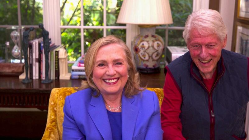 LOS ANGELES - OCTOBER 1: James chats with Hillary and Bill Clinton on THE LATE LATE SHOW WITH JAMES CORDEN, scheduled to air Thursday, September 30, 2020 (12:37-1:37 AM, ET/PT) on the CBS Television Network. (Photo by CBS via Getty Images)