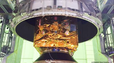 The Hope spacecraft is placed into the payload support structure. Courtesy: Emirates Mars Mission