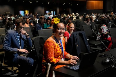 A delegate from the Cook Islands at Cop27, in Sharm El Sheikh, Egypt. AP