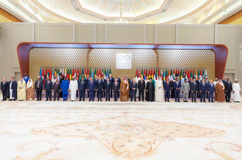 Leaders attend the Arab-Islamic Extraordinary Summit on Gaza in Riyadh, on Saturday. SPA