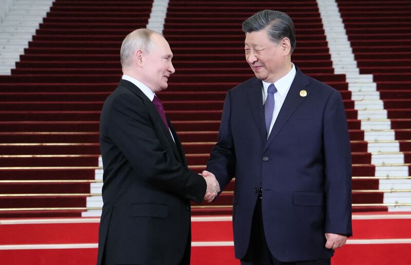 Russia's President Vladimir Putin and Chinese President Xi Jinping at the Third Belt and Road Forum in Beijing. AFP