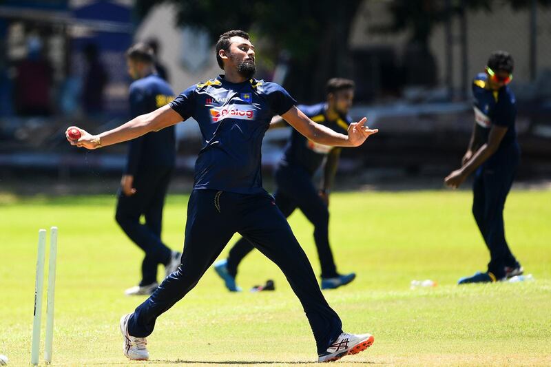 Sri Lankan cricketer Suranga Lakmal bowls during a practice session at the Colombo Colts Cricket Stadium in Colombo on June 2, 2020. Sri Lanka's national team trained together on June 1 for the first time in more than two-and-a-half months to sharpen their skills and fitness ahead of a potential restart of the international game, skipper Dimuth Karunaratne said. Cricket in the country came to a halt on March 13 when the visiting England team pulled out on the second day of a four-day practice match ahead of their two-Test series. / AFP / ISHARA S. KODIKARA
