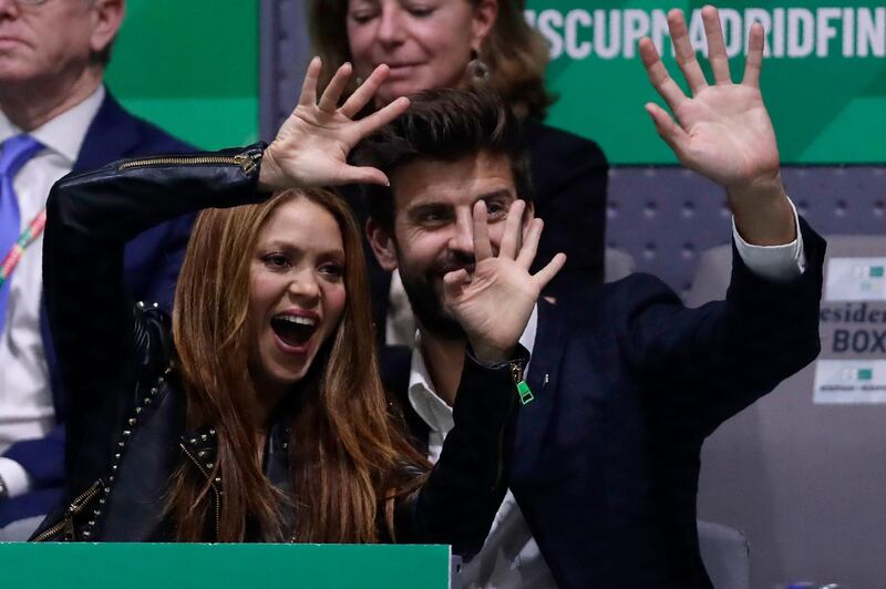 Colombian singer Shakira and her husband Gerard Pique,  the Barcelona footballer whose investment company revamped the Davis Cup. AP