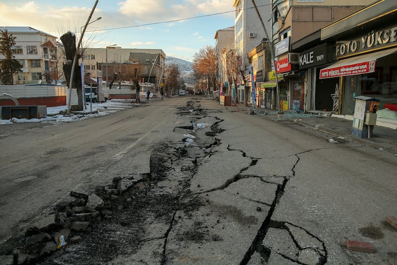 A damaged road in Golbasi, Adiyaman province. AP